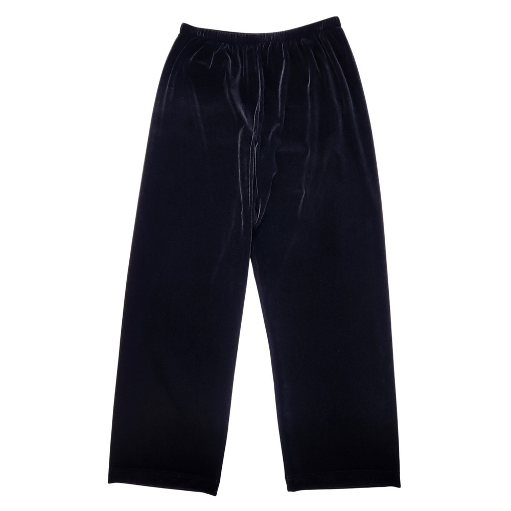 Tsunami Velvet Wide Leg Pants Women's L Black Elastic Waist Pull On‎ Comfort